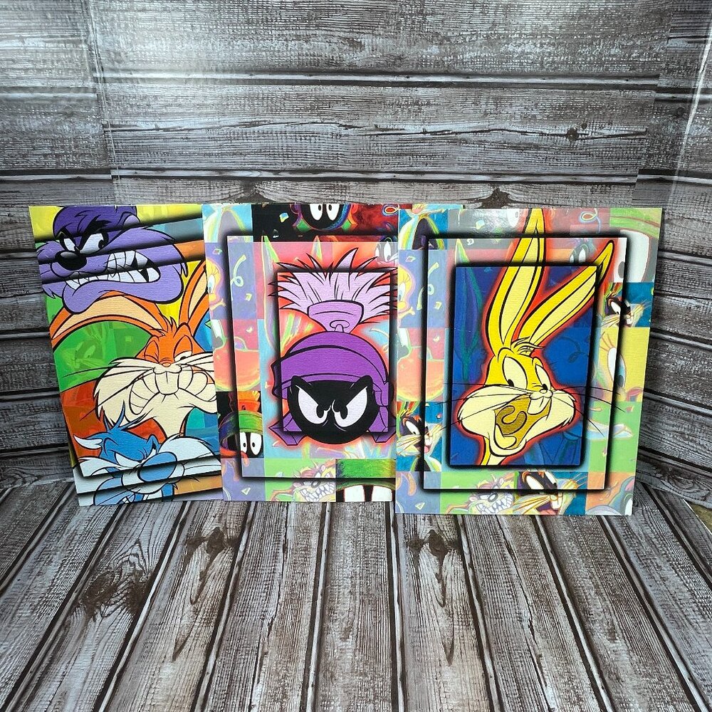 Lot of 3 Vintage Looney Tunes Folders Portfolio Organizer Stuart Hall 1999 NEW